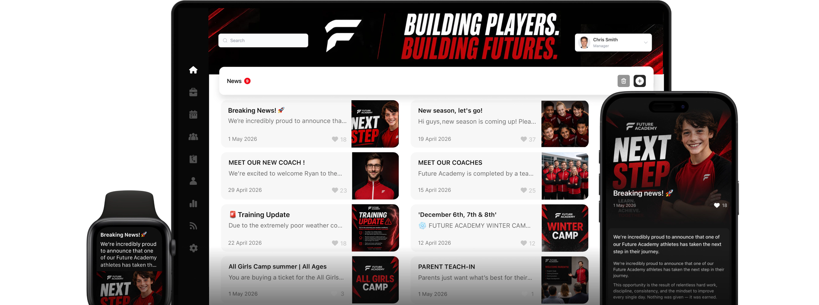 Pro Season platform on devices